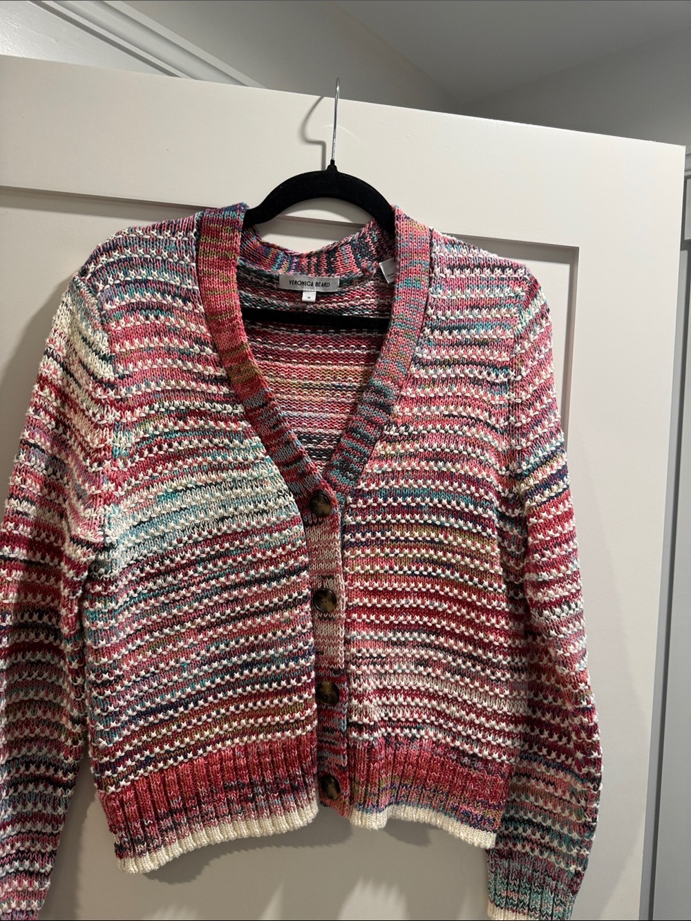 Veronica Beard Multicolor Striped Knit Cardigan in Red, Cream & Blue